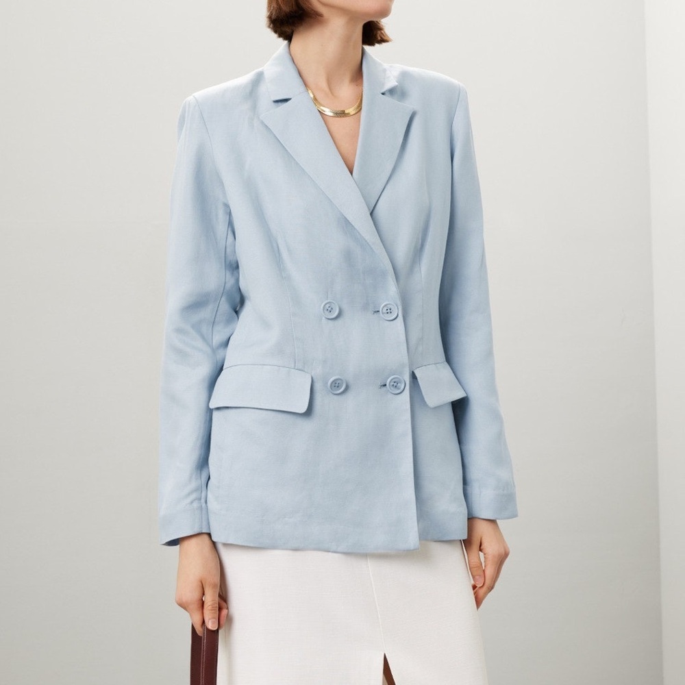 Rosetta Getty Blue Blazer with Structured Shoulders